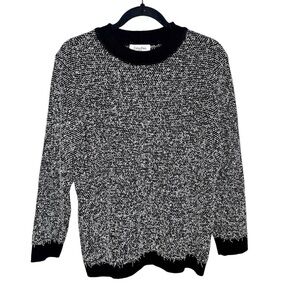 Calvin Klein Black and White Contrast Trim Long Sleeve Sweater Jumper Size XL